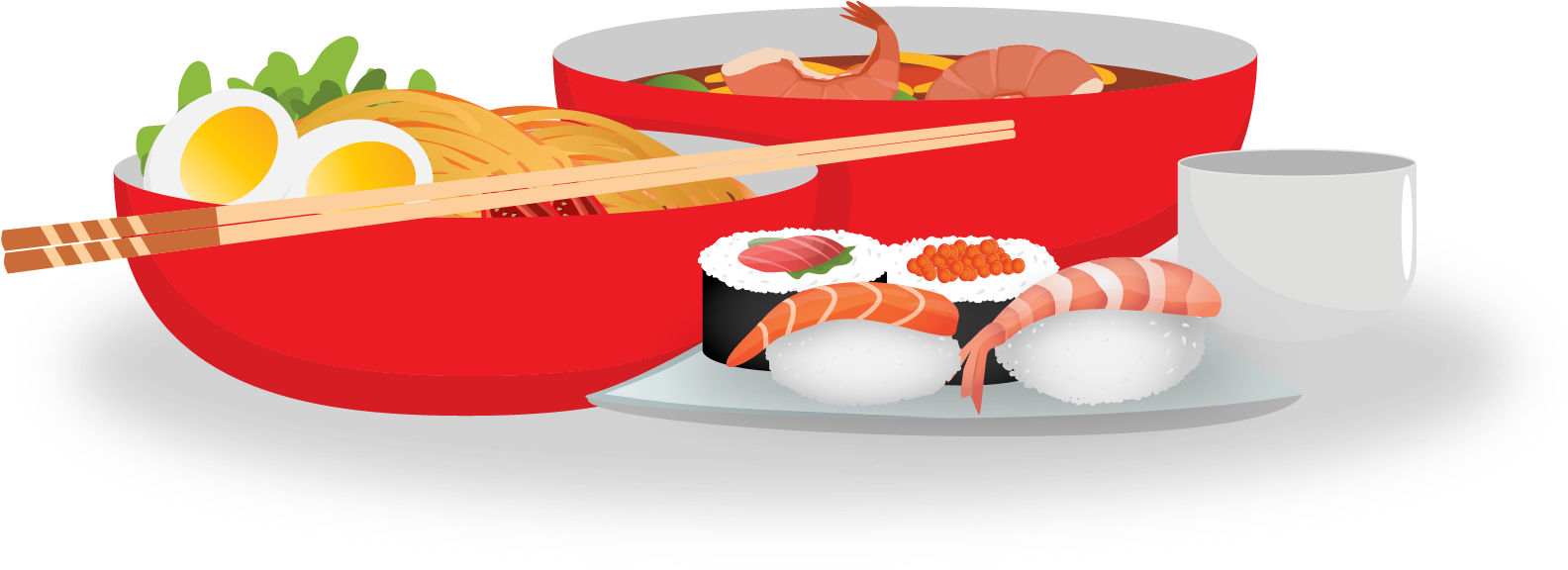 Chinese Clipart Chinese Buffet - Суши Вектор Пнг (1600x583), Png Download