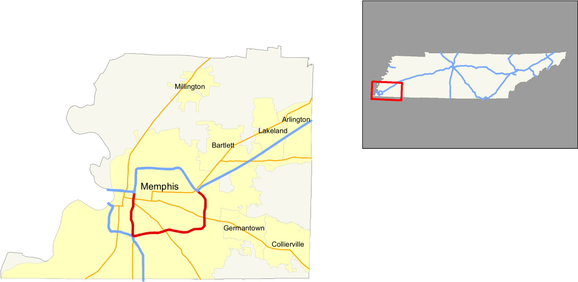 I-240 Tennessee - Map (1180x688), Png Download