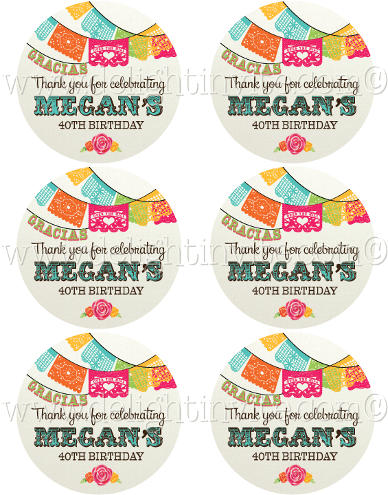 40th Birthday Mexican Fiesta Sticker Tags - Vintage Banner (614x794), Png Download