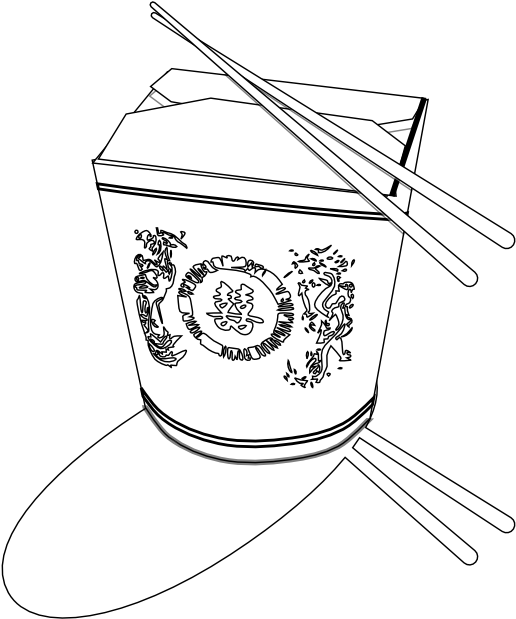 Image Royalty Free Chinese Food Clipart Black And White - Chinese Food Black And White (555x620), Png Download