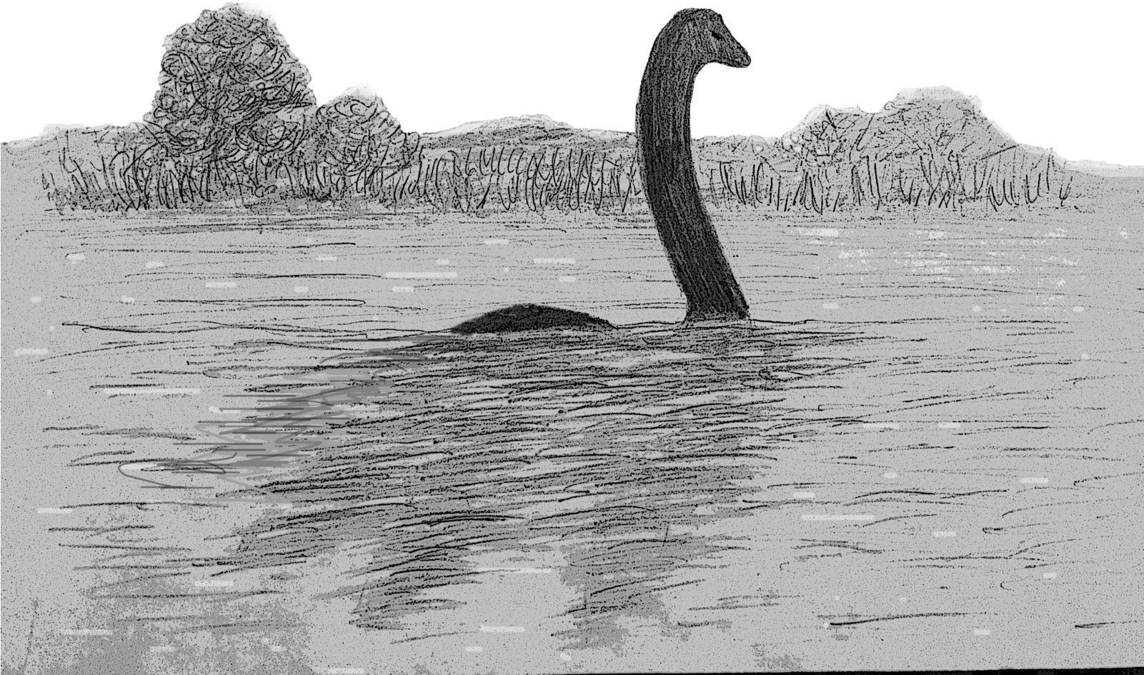 Loch Ness Monster Loch Ness Monster Filmed From Air - Monochrome (1600x1200), Png Download