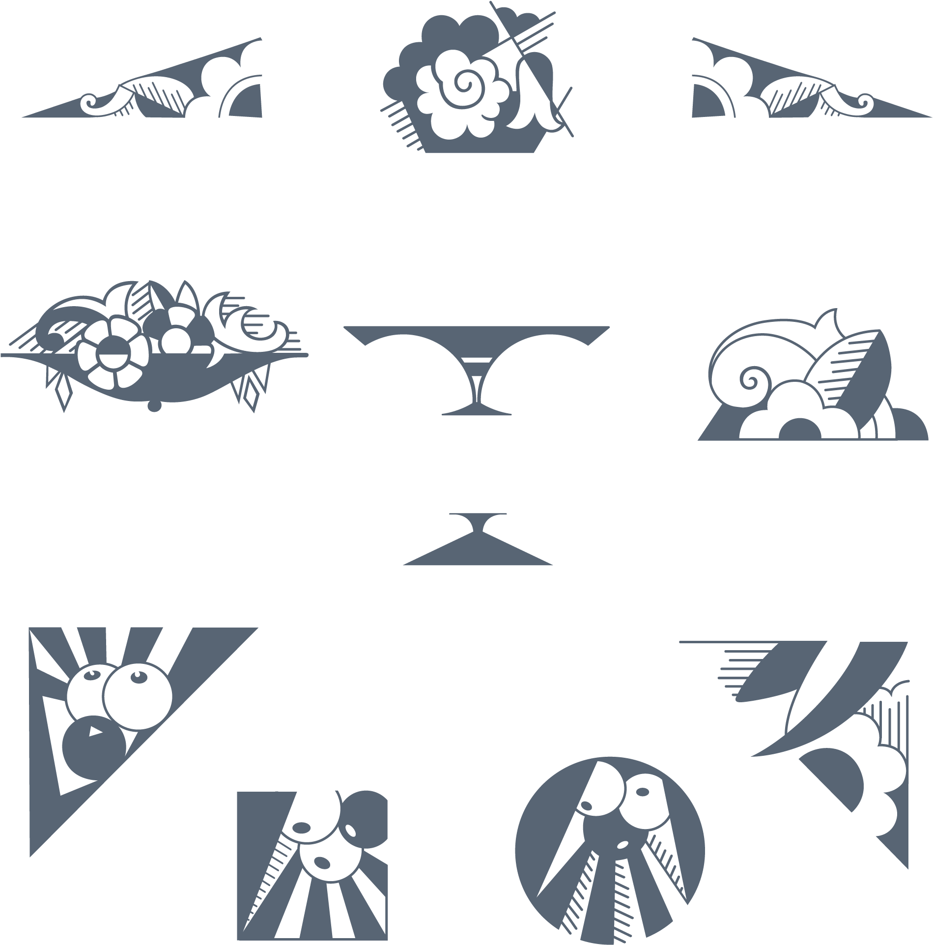 Download 170 Stylized Art Deco Illustrations And Ornaments, - Art Deco Ornaments Png (1920x1945), Png Download