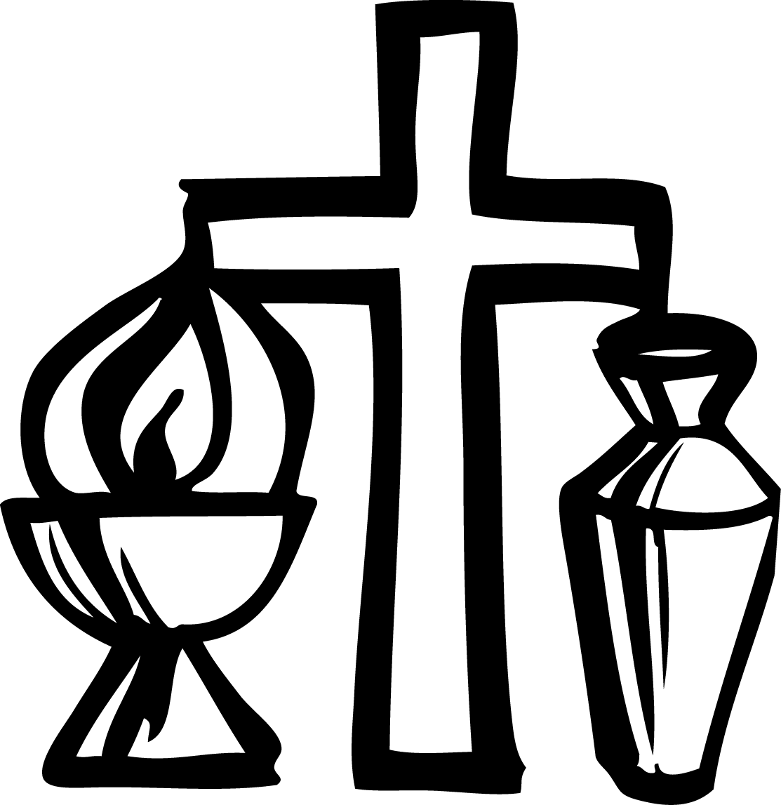 Jpg Black And White Library Baptism Clipart Black And - Oil Of Chrism Clipart (1113x1147), Png Download