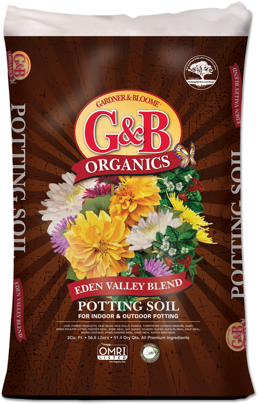 G&b Organics Eden Valley Blend Potting Soil Rice Hulls, - Sunflower (575x851), Png Download