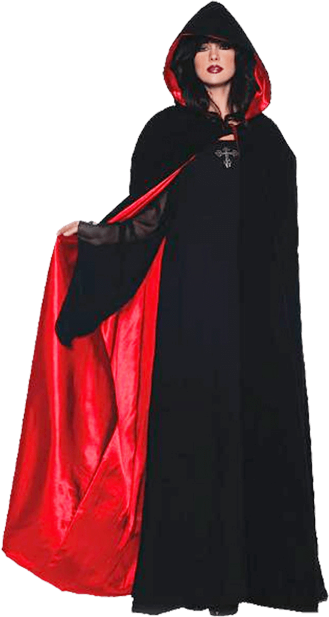 Black/red Deluxe Velvet Cape - Black And Red Cape Costumes (800x1268), Png Download