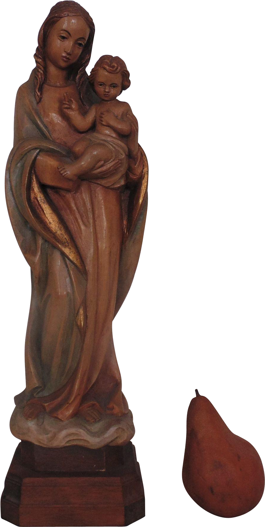 Large Vintage Carved Wood Madonna Virgin Mary & Baby - Wooden Virgin Mary Statue (1773x1773), Png Download