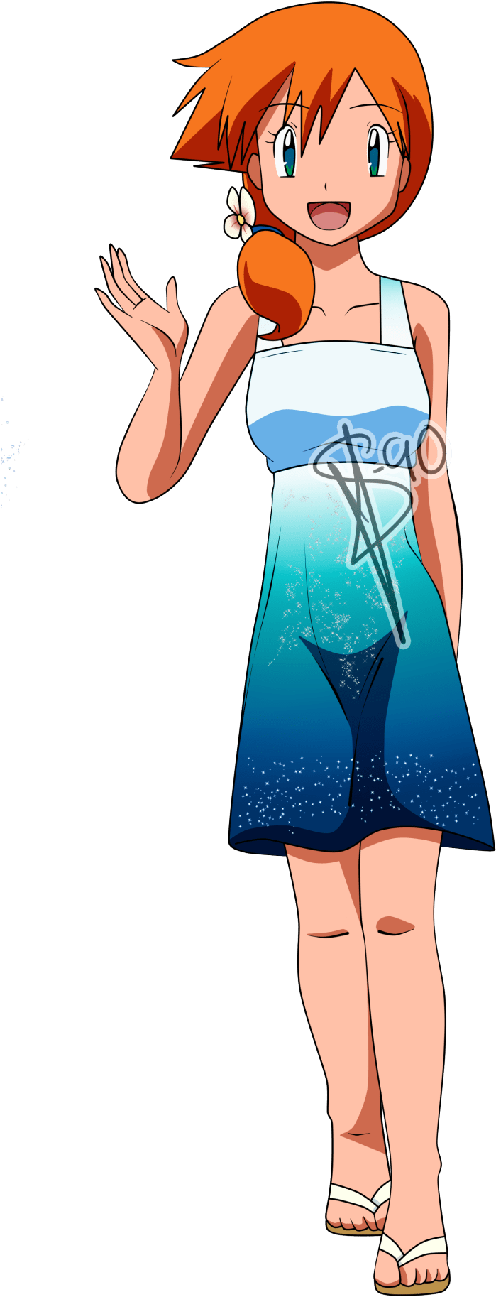 Pokemon Ash And Misty Kiss In Beach - Misty Pokemon Full Body (975x1920), Png Download