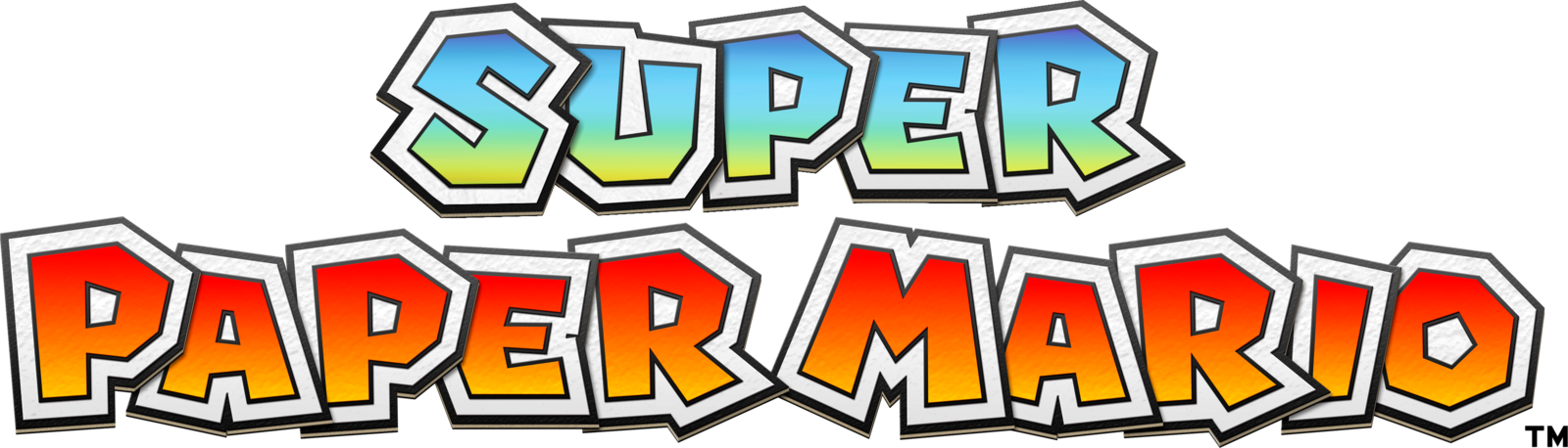 Mario Logo Png - Super Paper Mario Logo (1600x458), Png Download