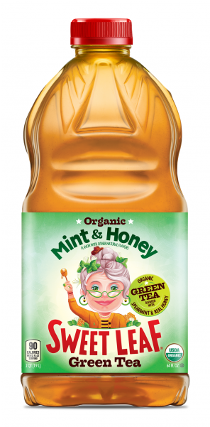 Sweet Leaf Organic Mint & Honey Green Tea 64 Oz Plastic - Sweetleaf (600x600), Png Download