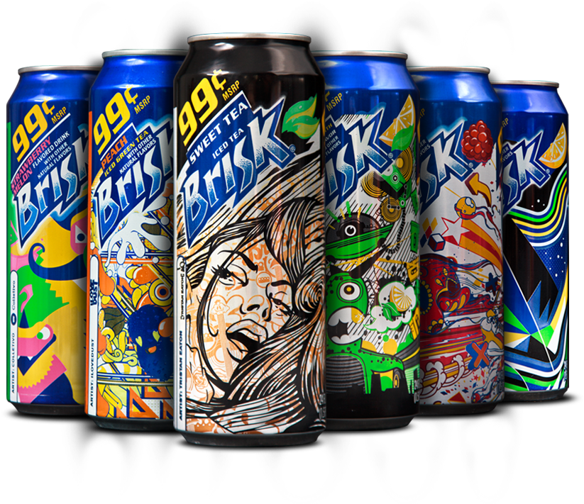 Lipton Brisk Artist Cans Lipton, Tea Packaging, Branding - Carbonated Soft Drinks (1260x768), Png Download