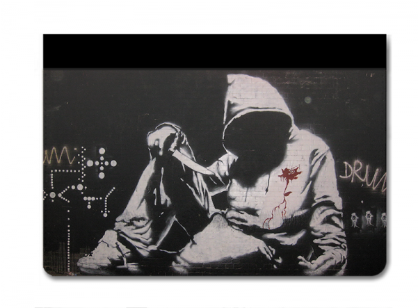 Leather Ipad Banksy 07 - Banksy Hoodie Knife (600x600), Png Download