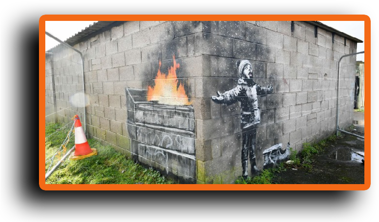 Banksy Comes To Brentwood - Port Talbot Banksy (801x466), Png Download