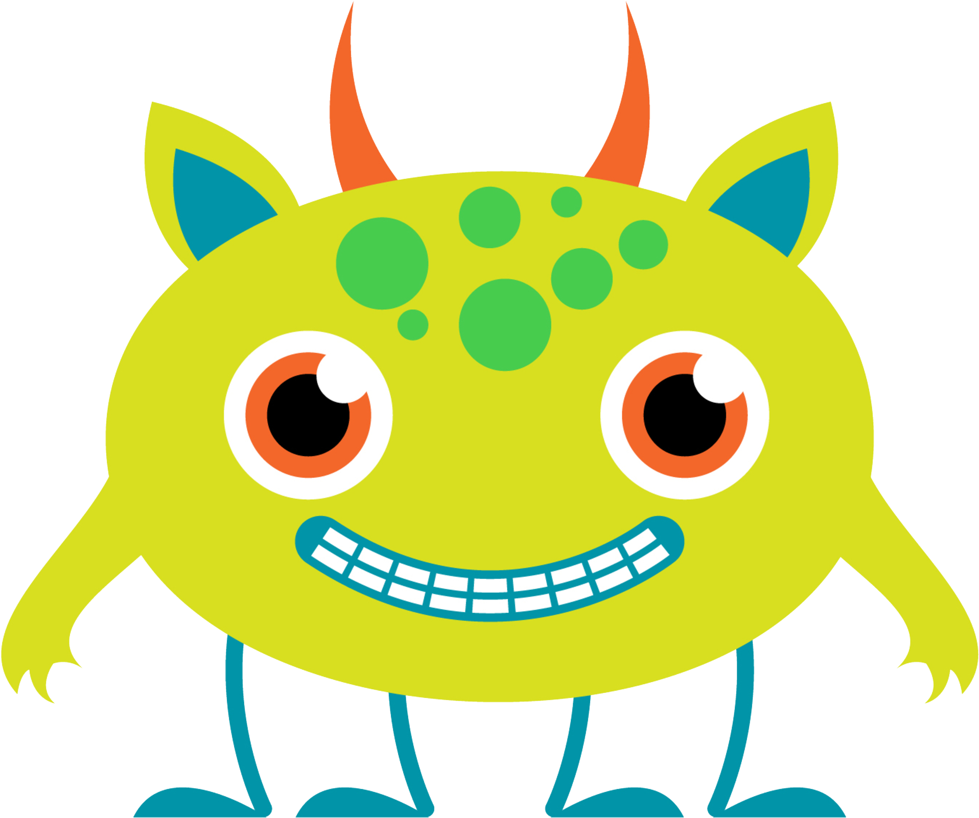 Alien Clipart Lime Green - Four Legged Monster Cartoon (2172x1835), Png Download