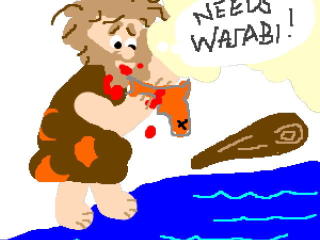 Caveman Clipart Fish - Cartoon (640x480), Png Download