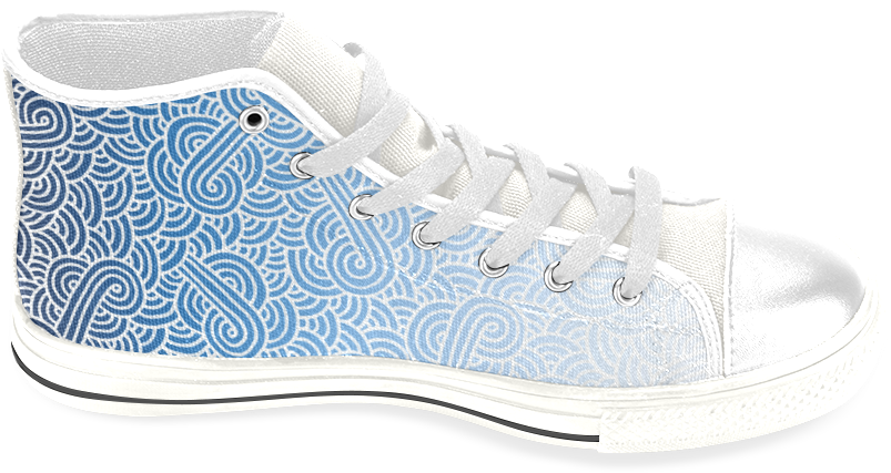 Ombre Blue And White Swirls Doodles Men's Classic High - Skate Shoe (1000x1000), Png Download