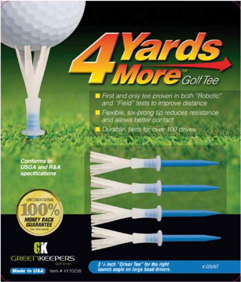 4 Yards More Golf Tees Driver Blue 3 1/4 Inches Length - 4 Yards More Golf Tee (569x640), Png Download