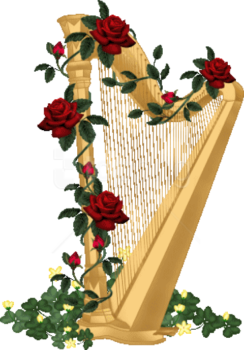 Free Png Download Harp With Roses Png Images Background - Harp And Roses (480x688), Png Download