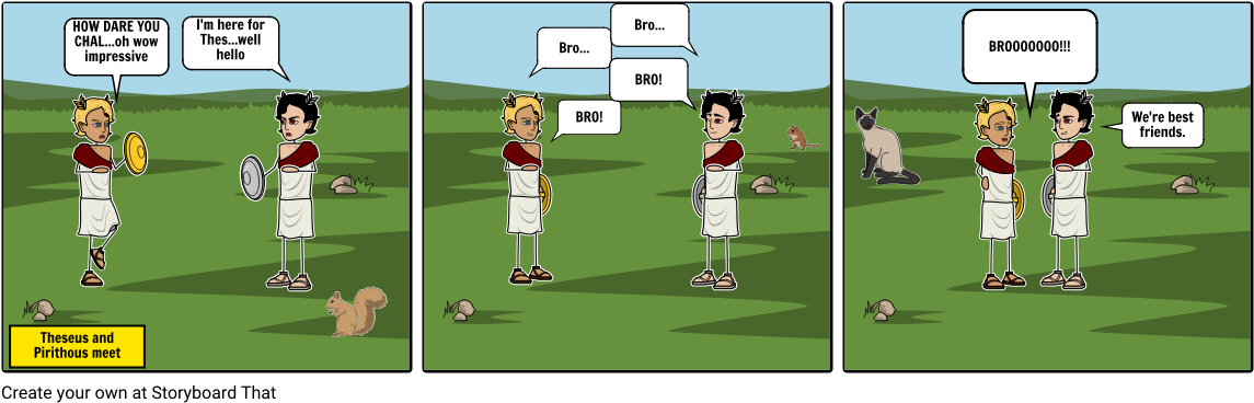 Theseus And Other Guy - Cartoon (1164x385), Png Download