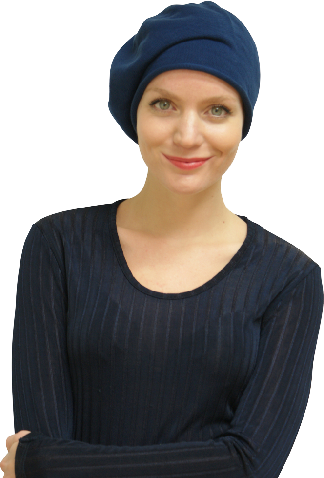 Cool Blue Chemo Beret For The Summer - Girl (667x1000), Png Download