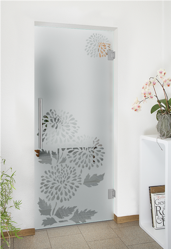 Detalles Acerca De Frameless Glass Door Frosted Floral - Office Sandblast Glass Designs (800x800), Png Download