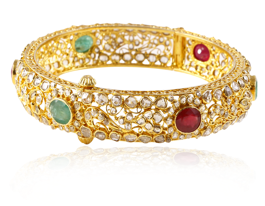 Stunning Diamond Ethnic Bangle - Bangle (1000x1000), Png Download