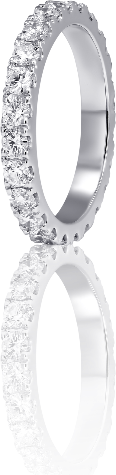 Pavé Diamond Eternity Wedding Ring In 18 K White Gold - Engagement Ring (2048x2030), Png Download