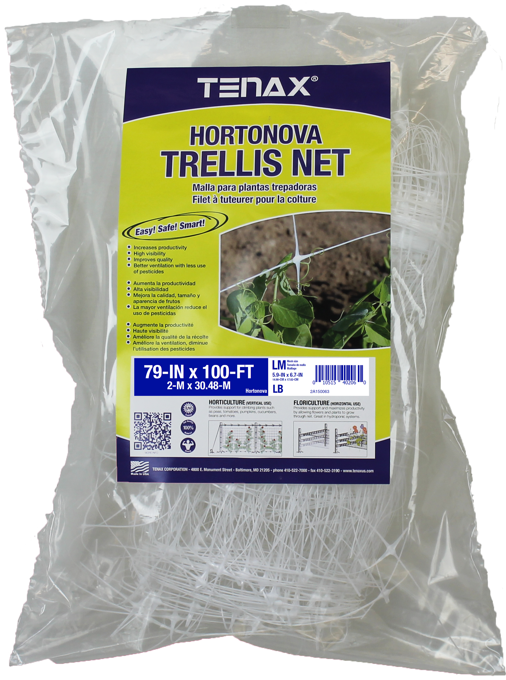 Hortonova Lm 79" X 100' Bag - Grower's Edge Commercial Grade Trellis Netting - 48-in-x-328-ft (1792x2304), Png Download