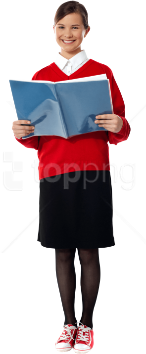 Free Png Young Girl Student Png Images Transparent - Student Reading Book Png (480x763), Png Download