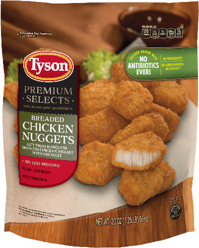 Tyson Fully Cooked Premium Selects Breaded Chicken - Tyson Premium Chicken Nuggets (650x499), Png Download