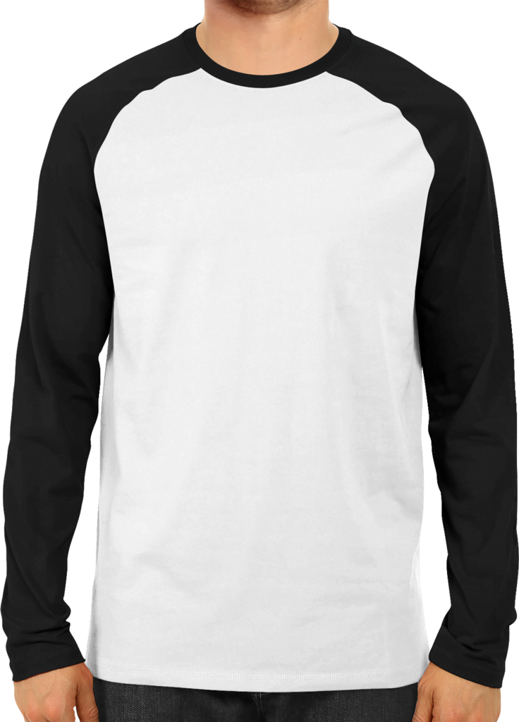 White And Black Blank - Long-sleeved T-shirt (736x1024), Png Download