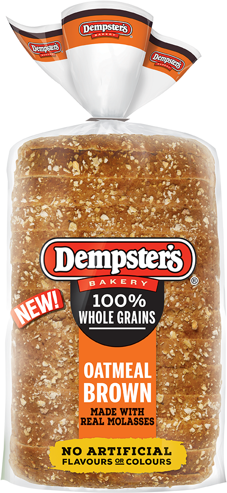 Dempster's 100% Whole Grain Oatmeal Brown - Dempster's 12 Grain Bread (648x1141), Png Download
