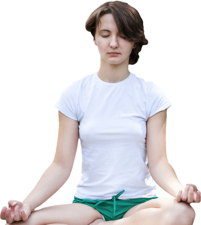 Meditation Girl - Sitting (672x752), Png Download