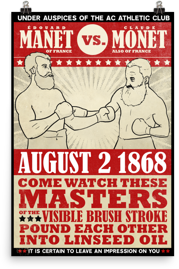Monet" Vintage Boxing Poster - Poster (1000x1000), Png Download