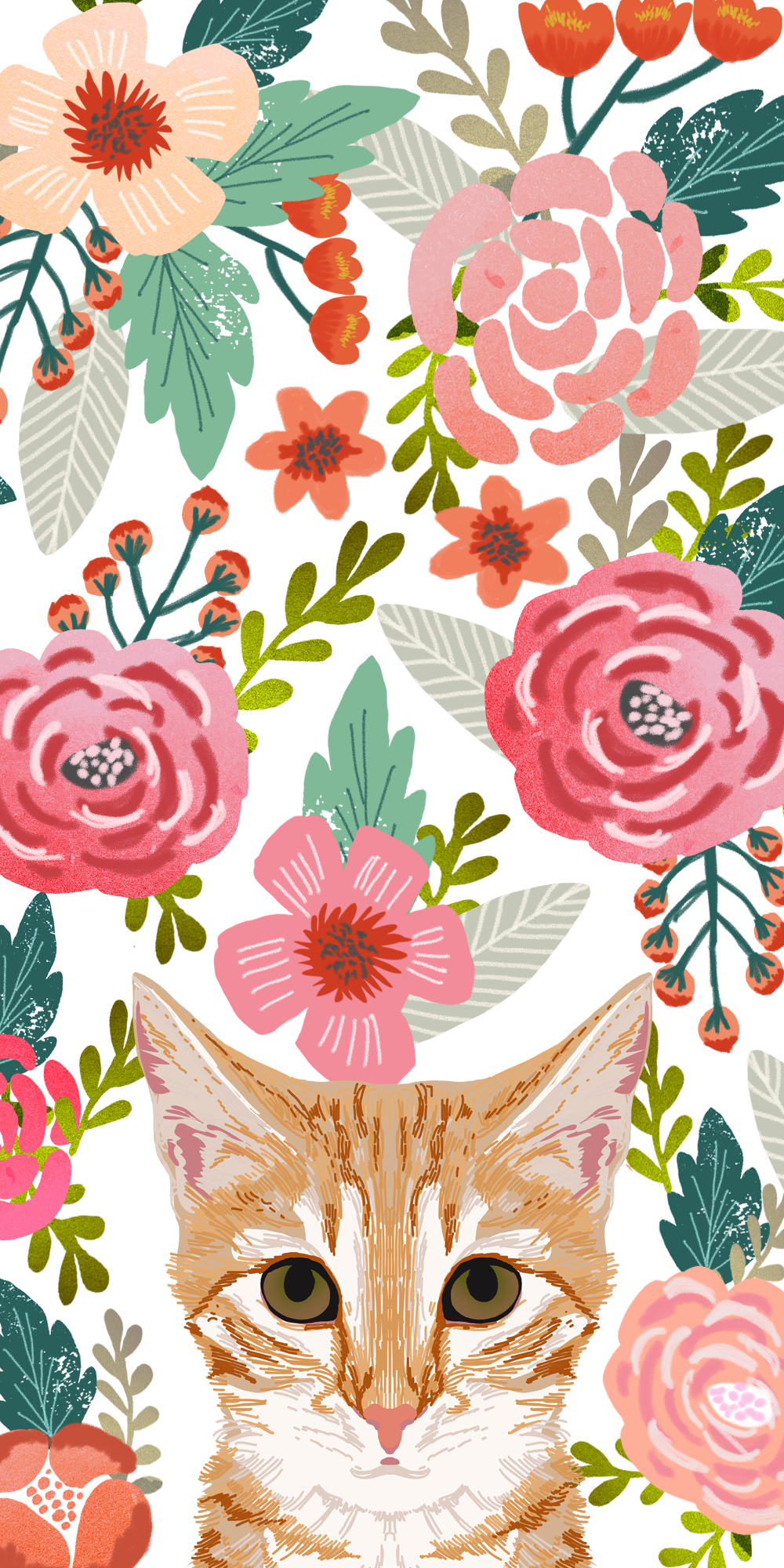 #cats #floral #crown - Drawing Notebook Flower Crown Design (1000x2000), Png Download