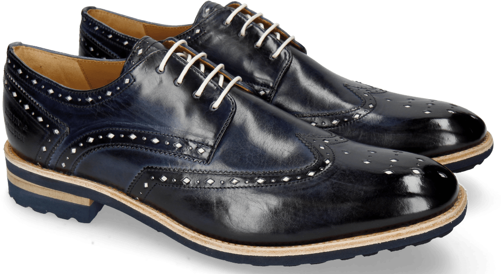 Derby Shoes Eddy 5 Navy Soft Patent White Punch - Melvin Hamilton Brad (1024x1024), Png Download