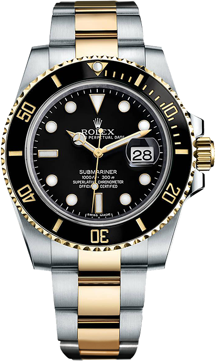 Ii Daytona Datejust Watch Rolex Submariner Master Clipart - Rolex Submariner Black Two Tone (800x800), Png Download
