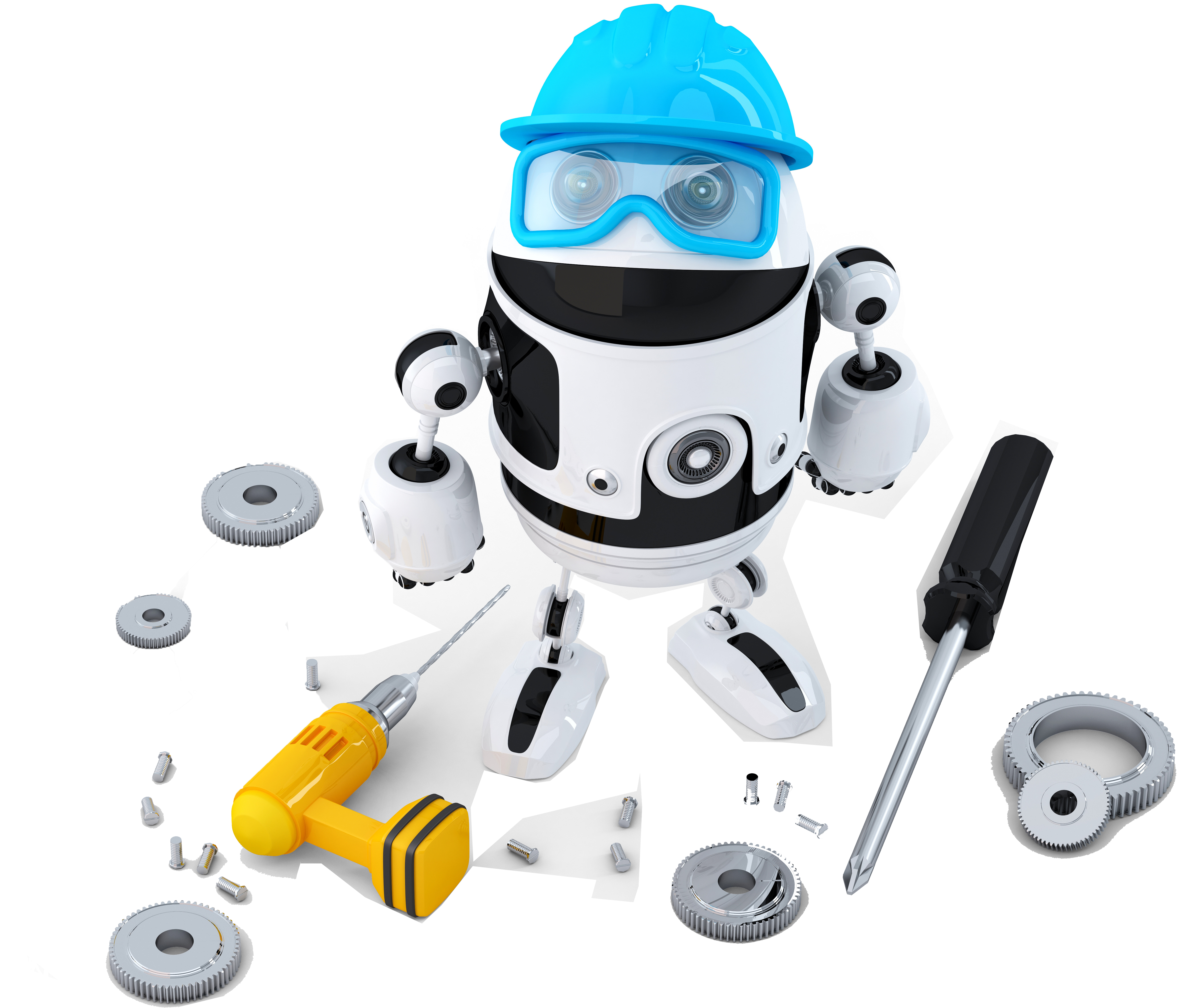 Robot Construction Worker With Various Tools Technology - Robotica E Impresion 3d (7200x5700), Png Download