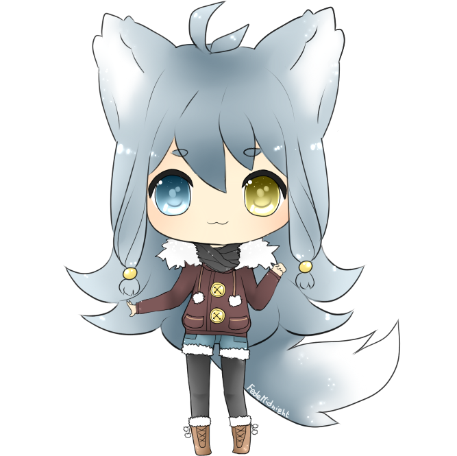 Arctic Wolf Clipart Female - Cute Chibi Wolf Draw (700x690), Png Download