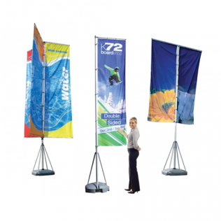 Flag Pole Banner With Double Sided Printed Flag Mondo (600x315), Png Download