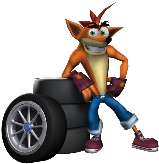 Crash Tag Team Racing Crash Bandicoot With Tires - Crash Tag Team Racing Png (536x554), Png Download