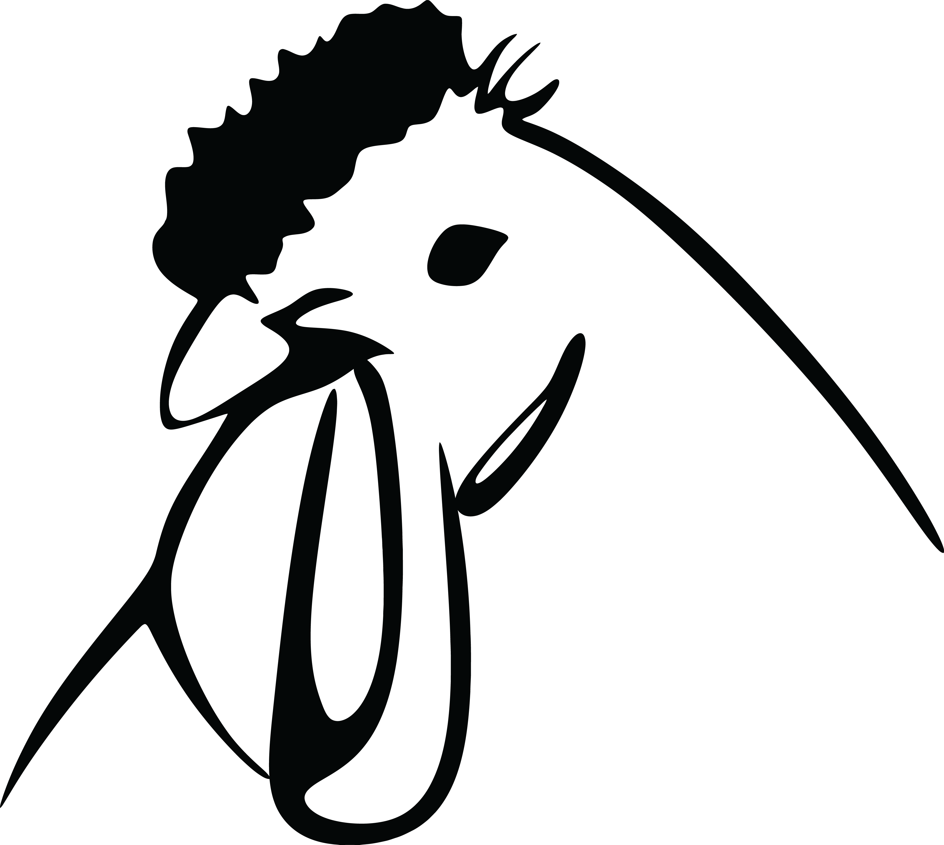 Roast Chicken Clipart Black And - Chicken Head Clipart Black And White (4000x3583), Png Download