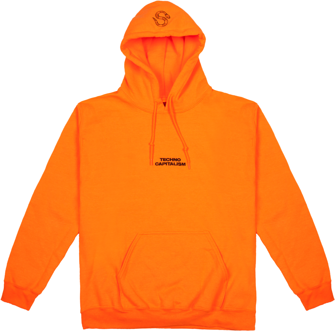 Orange Back Printed Hoodie Orange Black Embroidered - Orange Hoodie (1500x1500), Png Download
