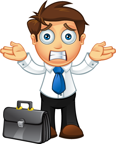 Blue Tie Business Man Confused - Confused Man Cartoon Png (398x494), Png Download
