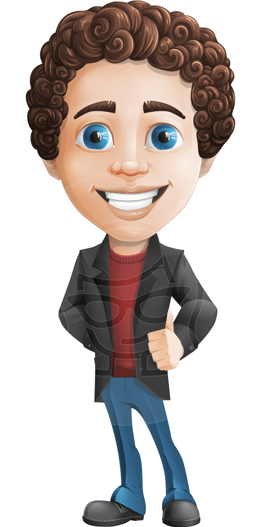 Curly Harley - Animated Office Boy (565x1060), Png Download