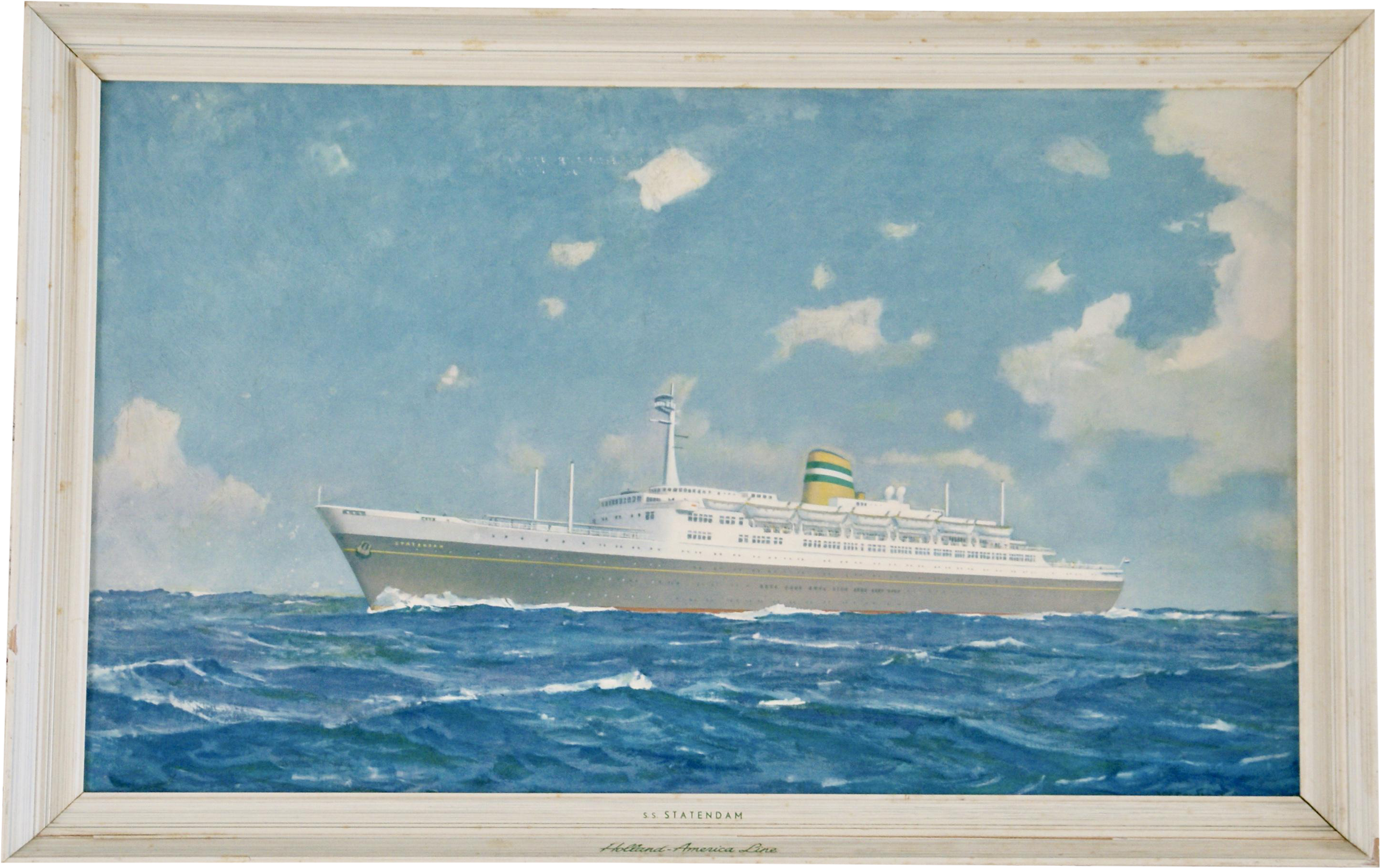 Vintage Framed Holland America Lines Steamship Print (3198x2011), Png Download