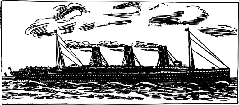 The Ocean Liner Cruise Ship Drawing - Ocean Liner Clip Art (769x340), Png Download