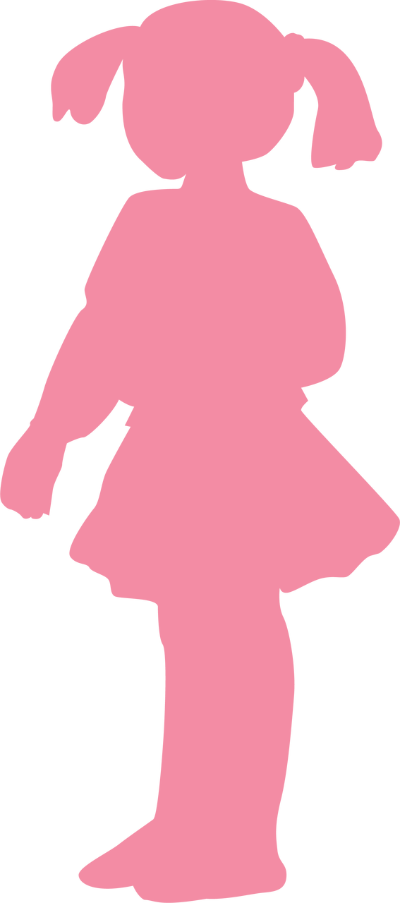 Girl Silhouette - Pink Girl Silhouette Png (567x1280), Png Download