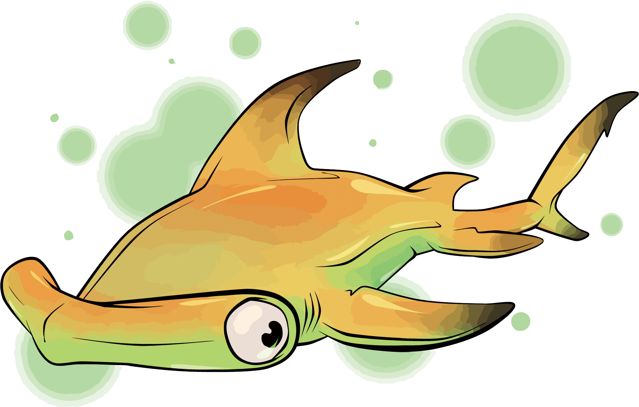 Hammerhead Clipart Ocean Fish (2250x1500), Png Download