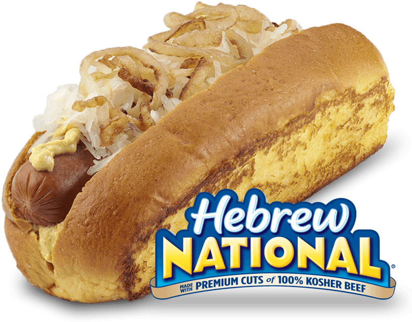 Hebrew National All Beef Hot Dog - Hot Dog Mustard And Sauerkraut (824x687), Png Download