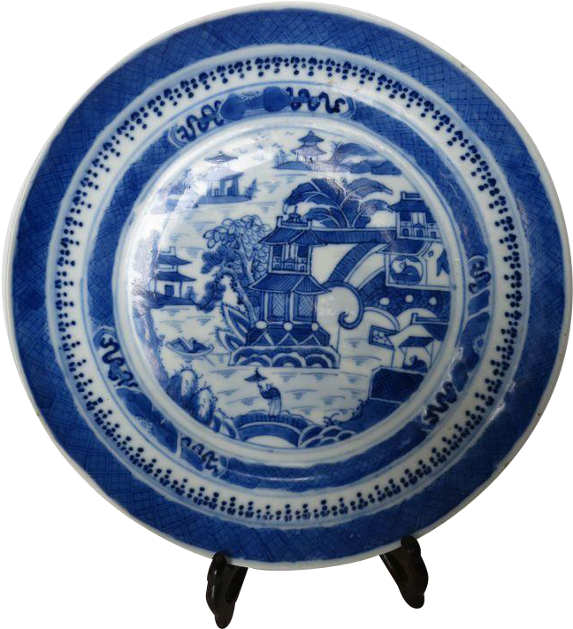 Antique Chinese Plate Blue White Decorative Kangxi - Blue And White Porcelain (710x710), Png Download